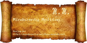 Mindszenty Meliton névjegykártya